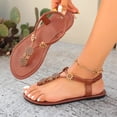 thumbnail image 4 of Sandalias de Correa de Tobillo Negras Ropa Exterior de Moda Casual Más Tamaño Color Sólido Floral Redondo Del Dedo Del Pie Abierto con la Espalda Elástica Sandalias Planas con Correas de Tobillo, 4 of 9