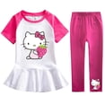 thumbnail image 5 of Hello Kitty Girl Hit Color falda de hoja de loto de manga corta pantalones casuales sólidos conjunto de dos piezas bebé nueva moda traje culotte de algodón, 5 of 5