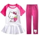 thumbnail image 4 of Hello Kitty Girl Hit Color falda de hoja de loto de manga corta pantalones casuales sólidos conjunto de dos piezas bebé nueva moda traje culotte de algodón, 4 of 4
