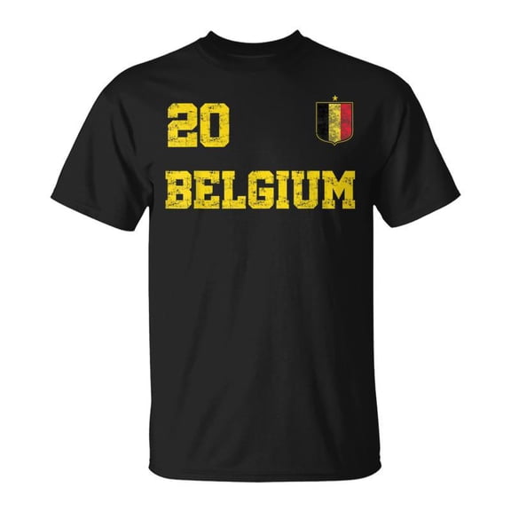 Belgium Soccer Jersey Number Twenty Belgian Flag Soccer Fan Tshirt