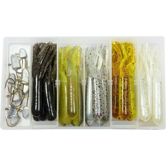 Gitzit Fat Tubes Assortment 3.5'' (25)Tubes (10)Jigheads 35pc