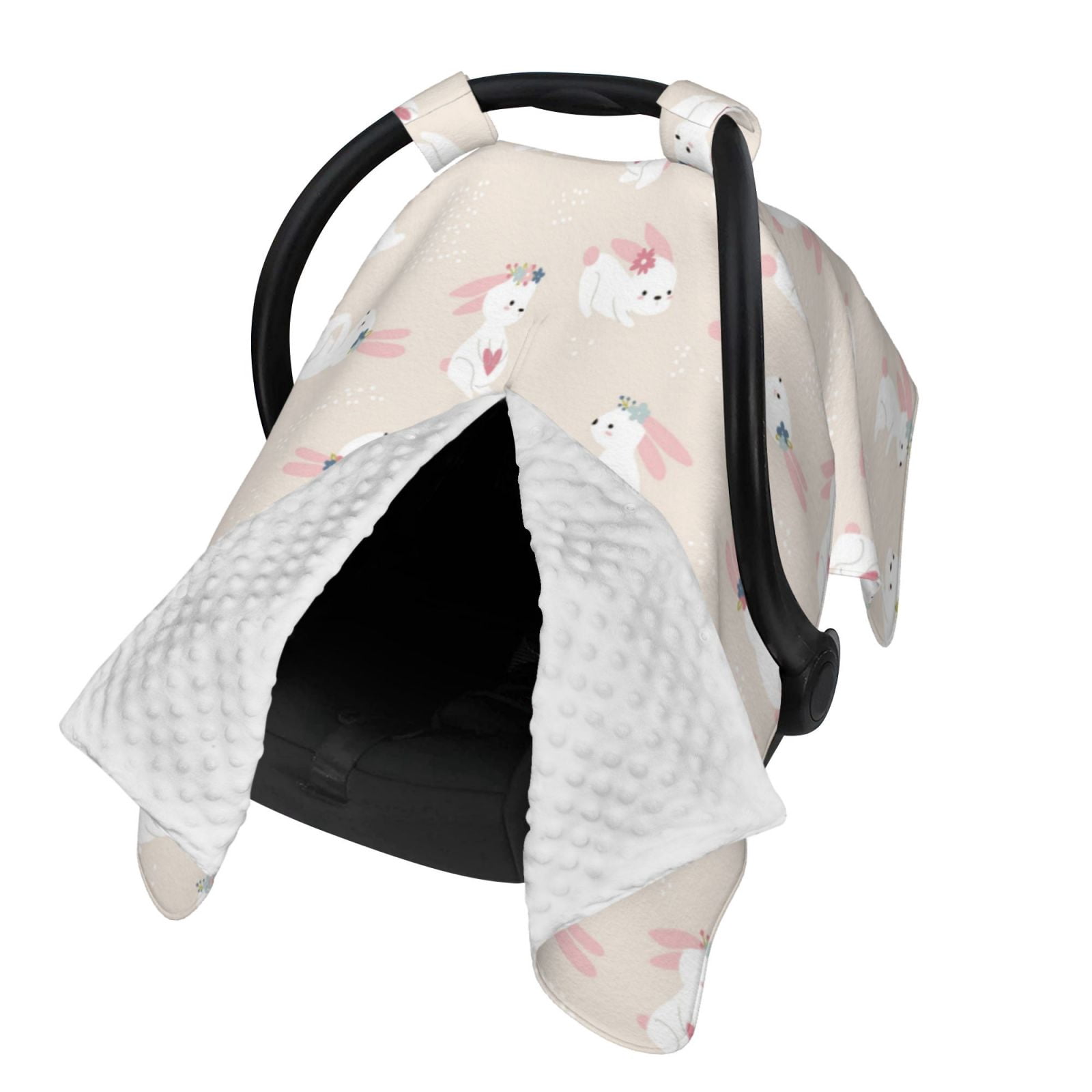 Naloa Beautiful Rabbit Baby Car Seat Cover, Breathable Baby Carrier Cover, Multiuse Baby Carrier Cover & Nursing Breastfeeding Cover