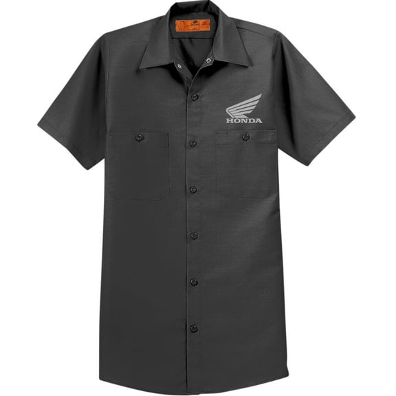 Licensed Honda Mens Button Up Short Sleeve T-Shirt Charcoal LG