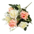 thumbnail image 2 of 12.2'' Light Pink Roses Artificial Flowers Real Touch Fake Flowers Silk Rose Bouquet with Stem Lifelike Centerpieces for Tables Floral Arrangements Fake Roses for Decoration Wedding Vase Floral Decor, 2 of 9