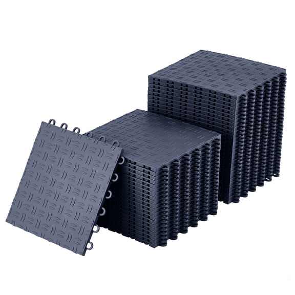 100pcs Interlocking Garage Floor Tiles 12"x12", Heavy-Duty 5500 lbs Capacity Non-Slip PVC Flooring for Garage, Basement, Workshop & Repair Shop