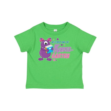 

Inktastic My 1st Day of Kindergarten with Cute Purple Monster Girls Toddler T-Shirt