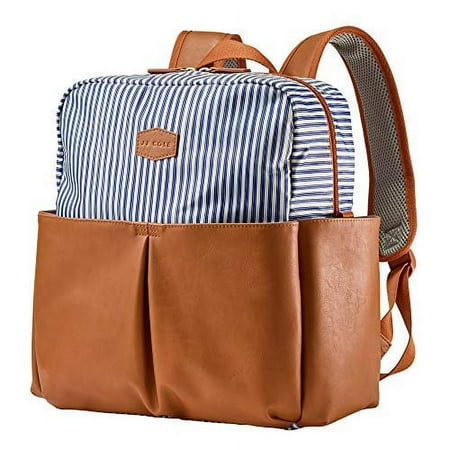 UPC: 0614002009376 | JJ Cole Popperton Boxy Backpack Diaper Bag Ticking Stripe