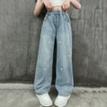 thumbnail image 3 of GYRATEDREAM Girls Wide Flare Jeans,Little Big Girl Ripped Wide Leg Soft Denim Pants 4-16 Years, 3 of 8