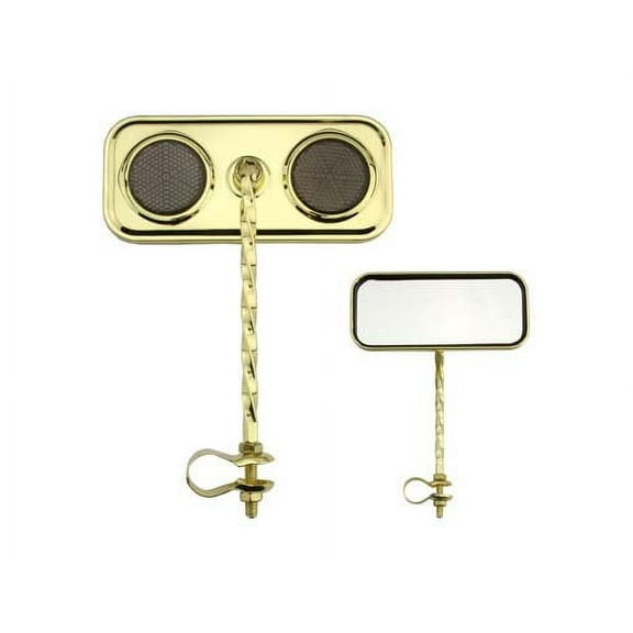 Rectangle Twisted Mirror Gold Black Reflectors. Bike mirror, bicycle mirror for lowrider , beach cruiser, chopper, limo