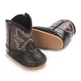 thumbnail image 3 of Beilxfa Newborn Boys Girls Pu Leather Western Boots Cowboy Bootie Soft Sole Non-Slip Crib Shoes For Baby Infant 0-18 Months, 3 of 7