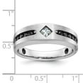 thumbnail image 2 of Auriga 10k Yellow Gold with Black Rhodium Satin and Grooved 1/2 ct Black and White Diamond Ring for Women Size- 10, 2 of 5