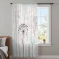 thumbnail image 4 of Teal Black Dandelion Sheer Curtains 63 Inches Long, Vintage Watercolor Floral Light Filering Curtains, Breathable Simi Curtain Privacy Drapes for Living Room Bedroom Lightweight Window Treatment, 4 of 9