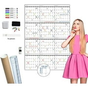 Large Dry Erase Wall Calendar - 52x36 Inches - Blank Undated Yearly Calendar - Whiteboard Premium Laminated Planner - Reusable Laminated Office Jumbo 12-Month Calendar (Vertical)