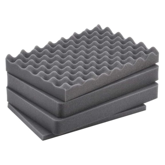 4800 Case Foam Replacement Set - 4 Piece Pluck Foam Inserts - Convoluted Lid, Middle Pluck, & Bottom Pad - Customizable Protective Foam for Equipment & Tools
