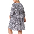 thumbnail image 3 of Vestido de Verano de Talla Grande para Mujeres con Cordón en el Escote en V, Vestidos Midi Fluidos, Sundress 2X Azul Marino, 3 of 6