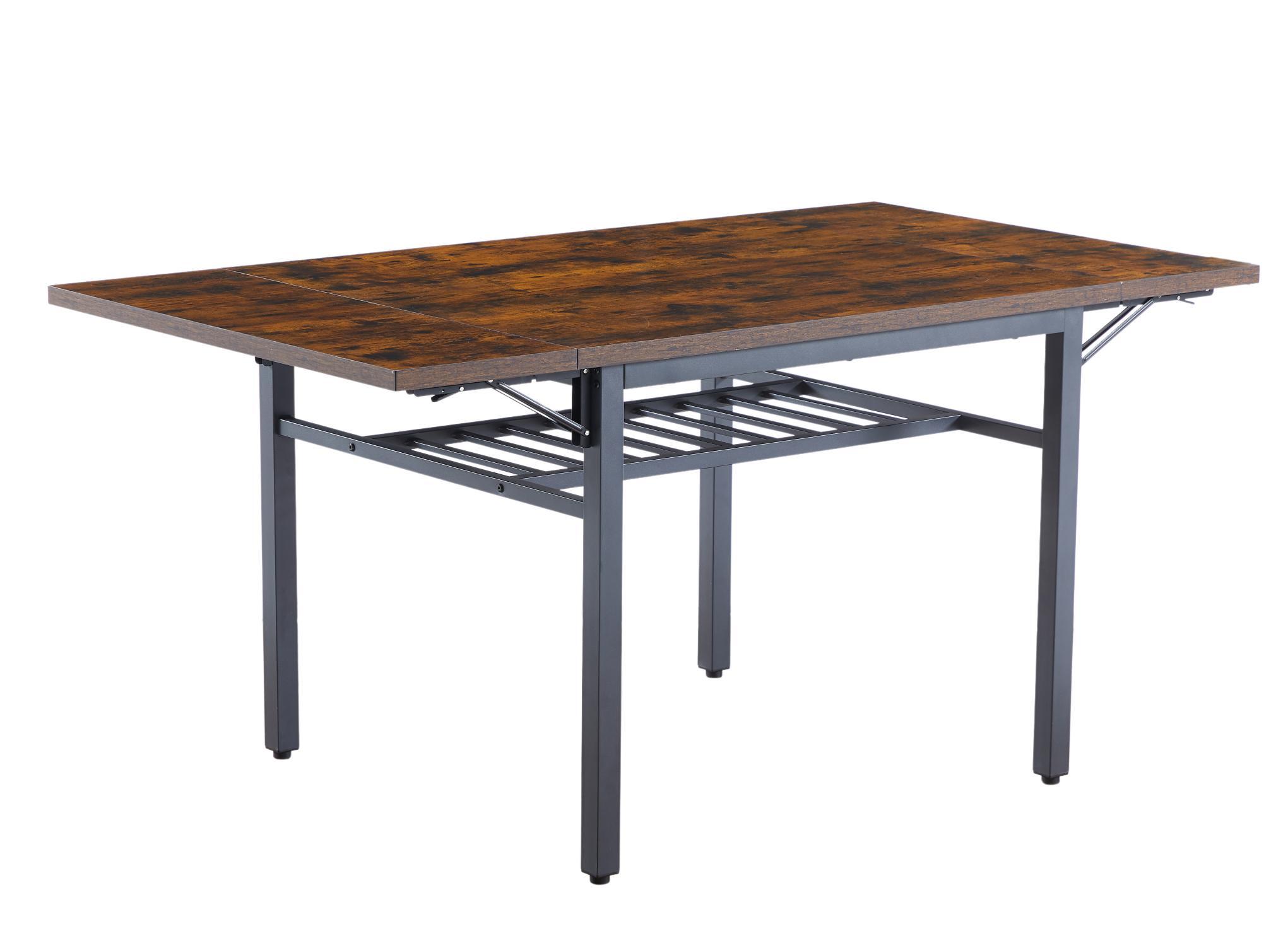DEALTOPS 63.2'' x 35.5'' Folding Dining Table, 1.2 inches thick table top, Perfect for Dining Room, Living Room-Brown