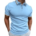 thumbnail image 1 of Styesk T Shirts for Man Fashion Leisure Solid Color Versatile Button Flip Collar Short Sleeve Top, 1 of 7