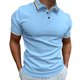 thumbnail image 1 of Playera Elvqul para Caballero Azul Celeste Playa Manga Corta Liso con Solapa Botones, 1 of 7