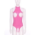 thumbnail image 5 of Body sexy de charol con escote halter y espalda descubierta para mujer, lencería de una pieza, ropa de club, disfraz erótico de entrepierna abierta, 5 of 5