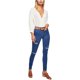 thumbnail image 1 of Free People Womens Destroyed Long & Lean Jeggings, Azul, 24, 1 of 2