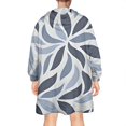 thumbnail image 2 of Wearable Oversized Blanket,Blue Leaf Shaped Floral Pattern Wearable Blanket Hoodie for Adults,Cozy Hooded Blankets with Super Pockets,Super Warm Fuzzy Pullover for Women & Men, 2 of 6