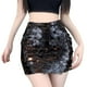 thumbnail image 1 of Falda mini de lentejuelas para mujer - Falda sexy de cintura alta y corte en A - Poliéster y spandex elásticos - Diseño plisado para fiestas/ocasiones informales, 1 of 7
