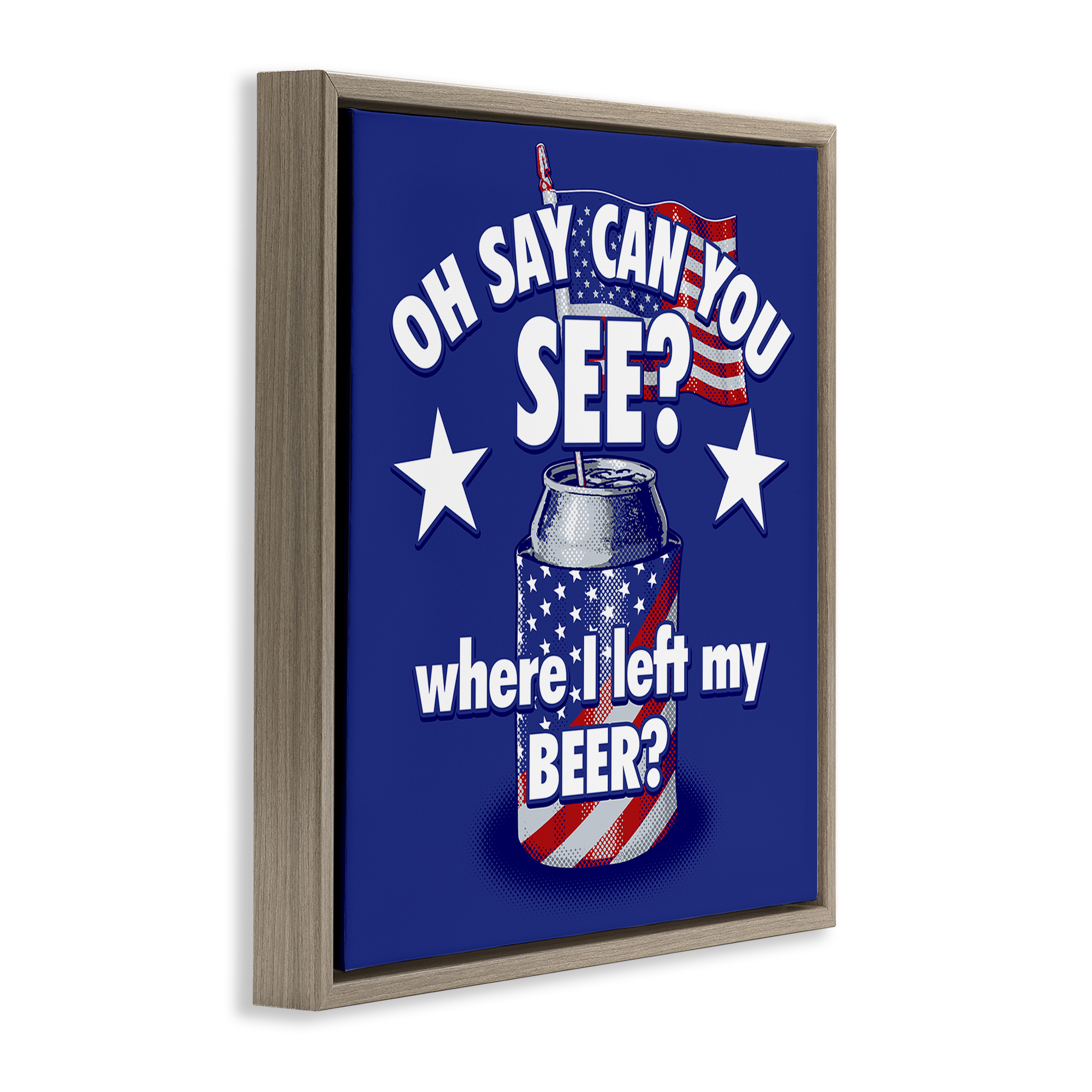 Stupell Industries Funny Patriotic Beer Patriotic Painting Brown Floater Framed Canvas Art Print Wall Art, 18 x 18