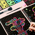 thumbnail image 5 of Scratch Paper Art Set,50 Sheets 8x11in Rainbow Coated Scratchboard Large Scratch Paper with Wooden Styluses and Stencils, 5 of 7