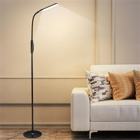 Metal LED Floor Lamp, 74''H Modern Touchable Floor Lamp with Remote Control, Dimmable Reading Desk Lamp Standing Light for Living Room, Bedroom