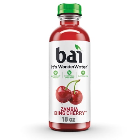 Pack of 4 Bai Zambia Bing Cherry Water Beverage Bottle, 18 fl oz (packaging may vary)