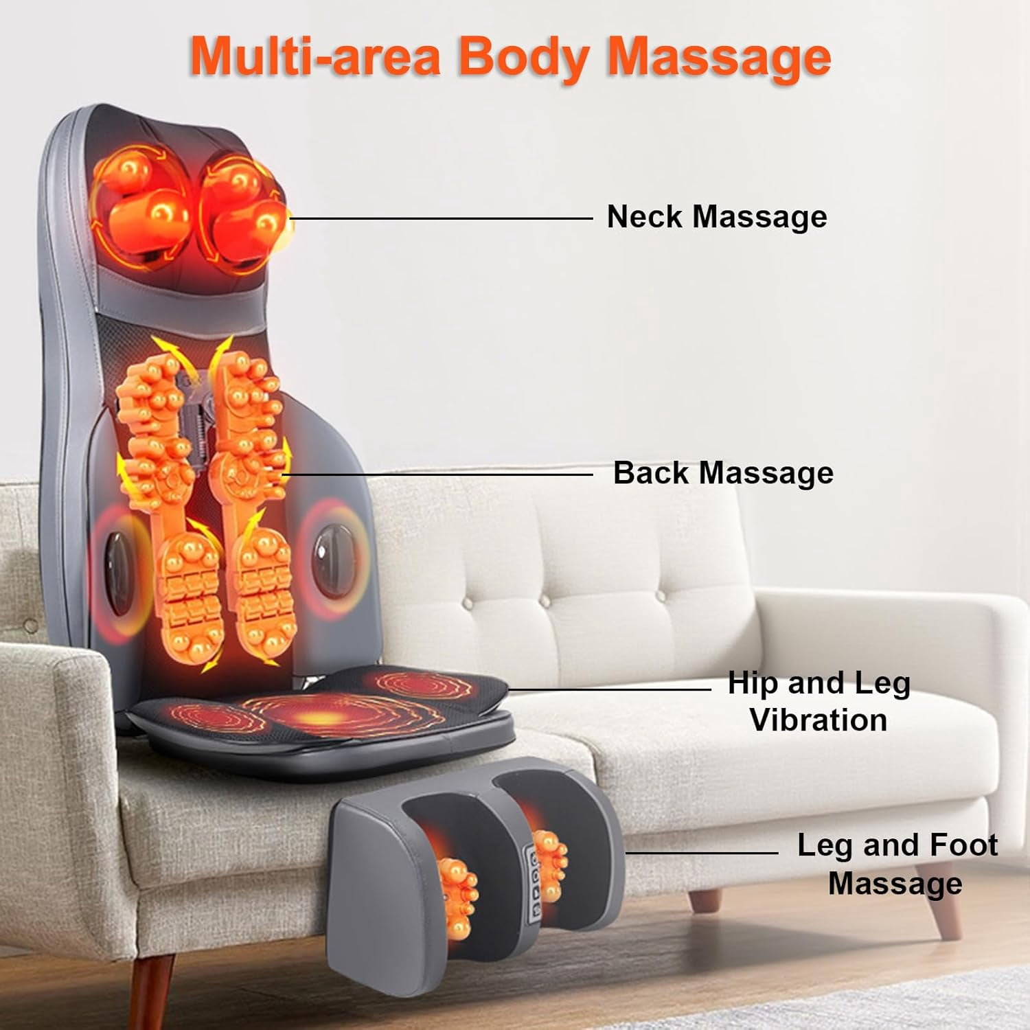 Shiatsu Neck & Back Massager with Heat, 3D Kneading Full Body Massage Mat, Foldable Massager for Home Office Gym