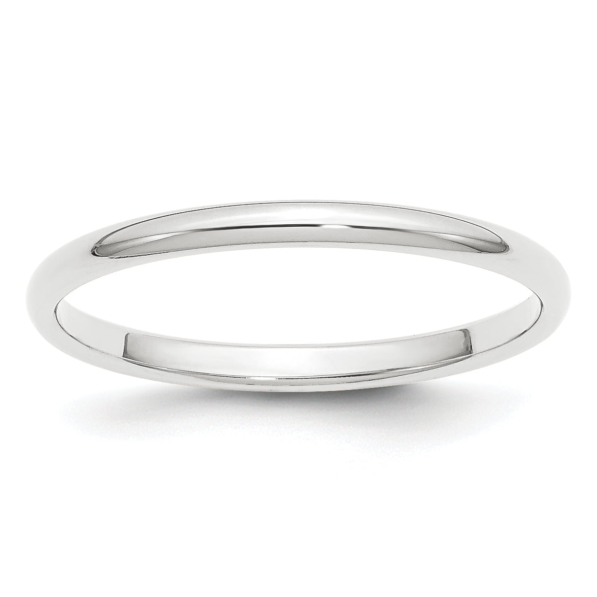 950 Platinum 2 MM Half-Round Wedding Band Ring, Size 9.5