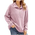 thumbnail image 2 of Womens Button Down Plus Size Shirt Cotton Long Sleeve Collared V Neck Solid Color Work Office Casual Loose Blouses Tops, 2 of 5