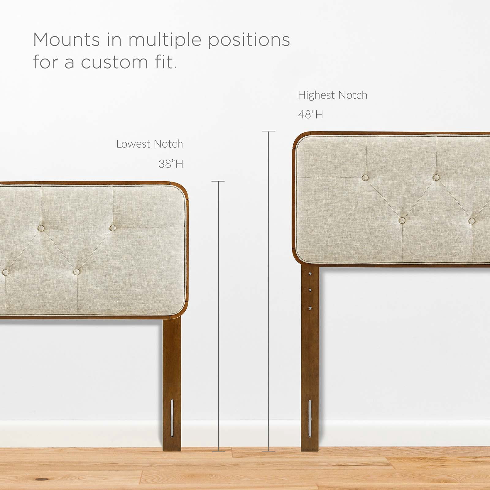 Tufted Headboard, Queen Size, Wood, Fabric, Brown Walnut Beige, Modern Contemporary Urban Design, Bedroom Master Guest Suite