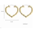 thumbnail image 4 of 3 Pairs Gold Tone Large Bamboo Style Hoop Earrings for Women Girls Round Circle Statement Hip-Hop Earrings - -, 4 of 4