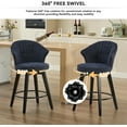 thumbnail image 5 of Bar Stools Set of 2, Counter Height Bar Swivel Chairs with Backs, Wood Legs and Footrest, Chenille Cushion, Height Adjustable, for Kitchens, Bars, Restaurants, Cafes, 5 of 9