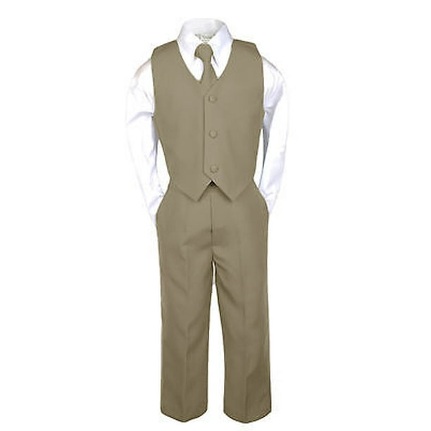 Babys Toddler Kids Boys Formal Wedding Dark Khaki Taupe Suits Vest
