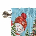thumbnail image 5 of Sky Blue Snowman Christmas Kitchen Curtains and Valances Set, Xmas Tree Winter Snowflake Rod Pocket Window Valance 18 Inch Window Curtain Panels for Living Room Bedroom Laundry, 27.5x24in, 3 Pieces, 5 of 7