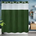 thumbnail image 6 of No Hook Shower Curtain with Snap in Liner, Retro Minimalist Green Leather Waterproof Bath Curtain Double Layers with See Through Top Window, Farm Vintage Cowhide Texture Hotel Shower Curtains 72x72in, 6 of 9