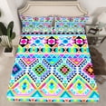 thumbnail image 2 of Aztec Bed Sheets Twin Neon Geometric Diamond Bedding Set Western Bohemian Sheet Set Women Exotic Tribal Geometry Southwestern Fitted Sheet + Flat Sheet + 1 Pillow Case, 2 of 5