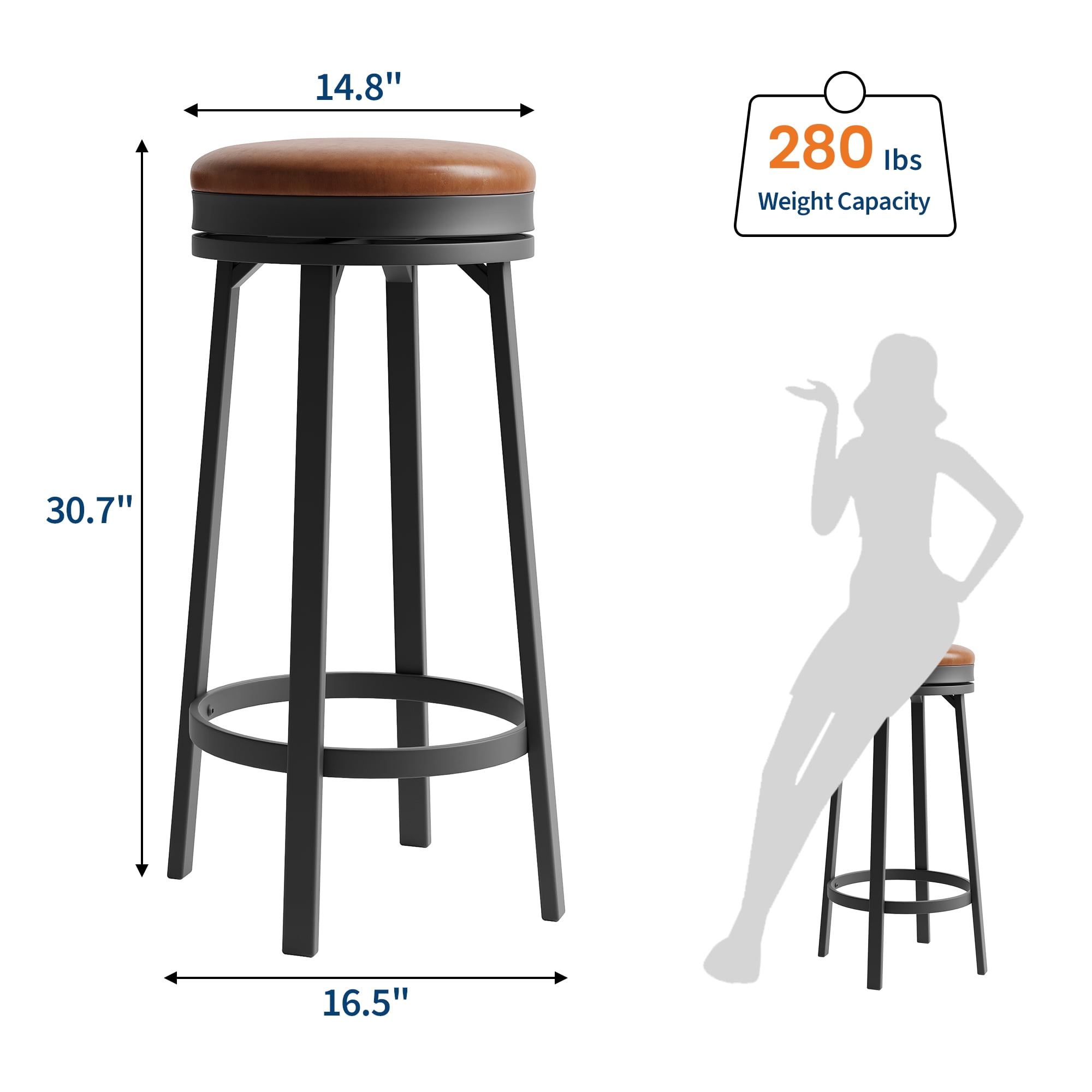 30" Swivel Bar Stools Set of 2/4 with Footrest – Modern Counter Height Stools for Kitchen Island, Bar, or Dining