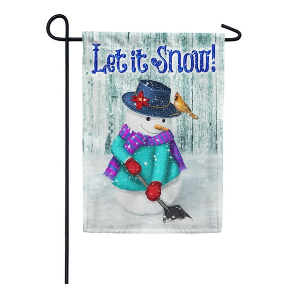 America Forever Let it Snow Garden Flag - Just Keep Shovelin' Christmas Winter Snowman Cardinal Primitive - 12.5 x 18 Inches- Yard Outdoor Decorative Double Sided Flag