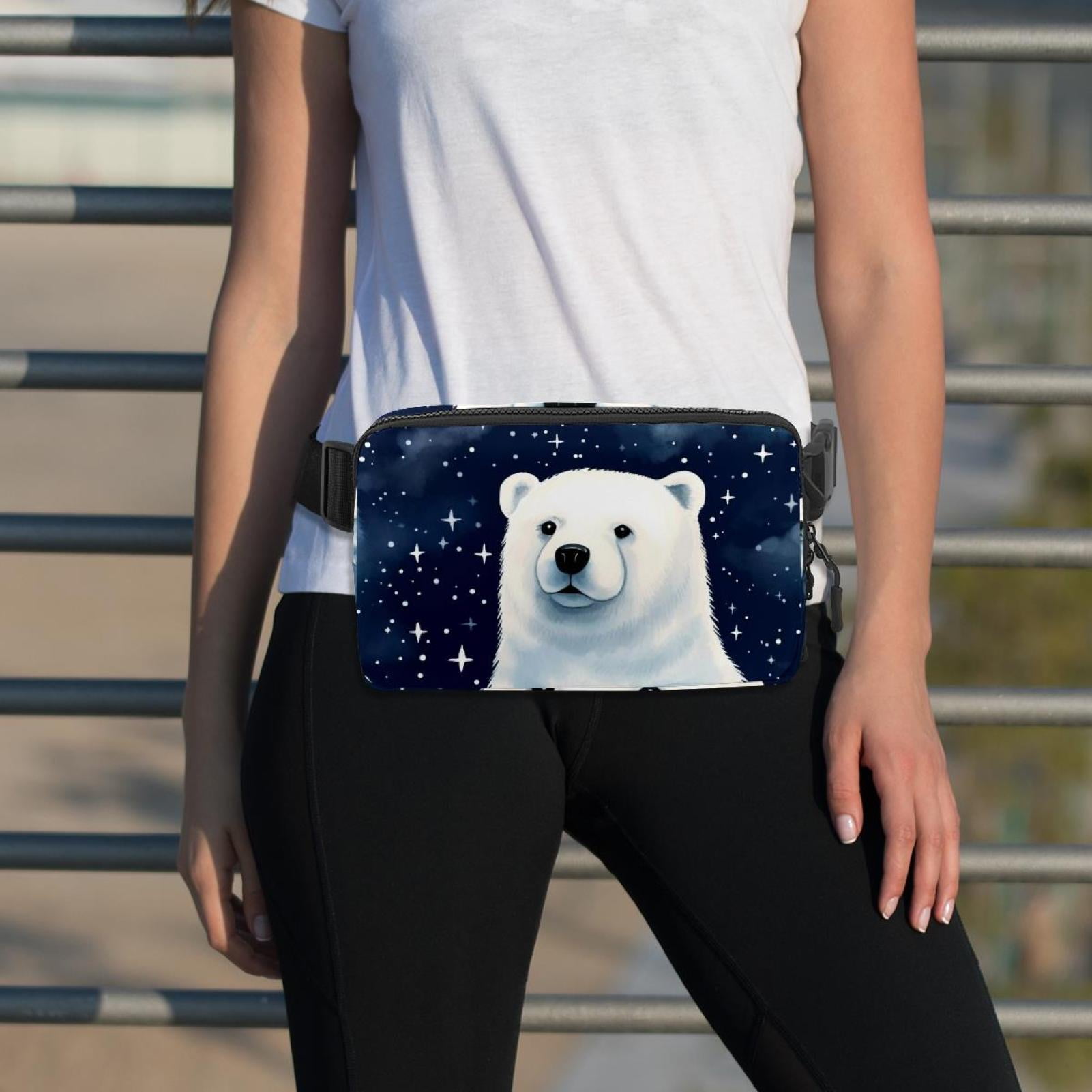 Starry sky polar bear Lightweight Adjustable Running Belt with Extension Strap for Unisex - Fanny Pack Waist Bag for Fitness and Exercise