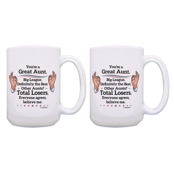 ThisWear Aunt Birthday Gifts You're a Great Aunt Political Mug 2 Pack Gift 15oz Coffee Mugs