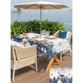 thumbnail image 4 of Outdoor Tablecloth with Umbrella Hole and Zipper, Blue Christmas Rectangle Table Cloth 60x120 Inch Waterproof Tablecloth, Snowman Eucalyptus Leaves Xmas Snowflake Picnic Table Cover for Patio Camping, 4 of 7