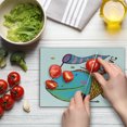 thumbnail image 4 of Fishing Cutting Board, Large Fat Fish Holding a Flag with Love Words Humorous Fun Theme, Decorative Tempered Glass Cutting and Serving Board, Small Size, Multicolor, by Ambesonne, 4 of 5