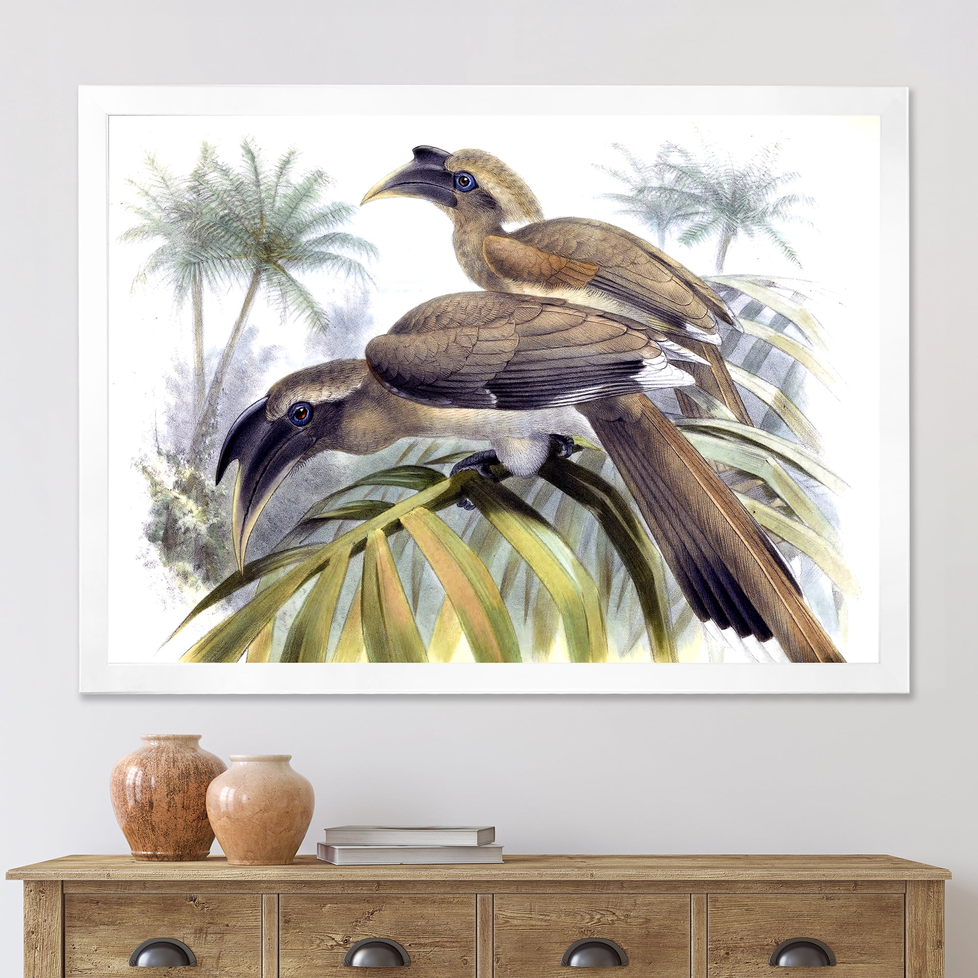 Designart 'Ancient Australian Birds XIV' Traditional Framed Art Print