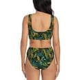 thumbnail image 3 of Wukai Jungle Leopard Yellow Women's Bikini Set Two Piece,wimsuit High Waisted V Neck Twist Front Adjustable Spaghetti Straps Bathing Suit-Medium, 3 of 7