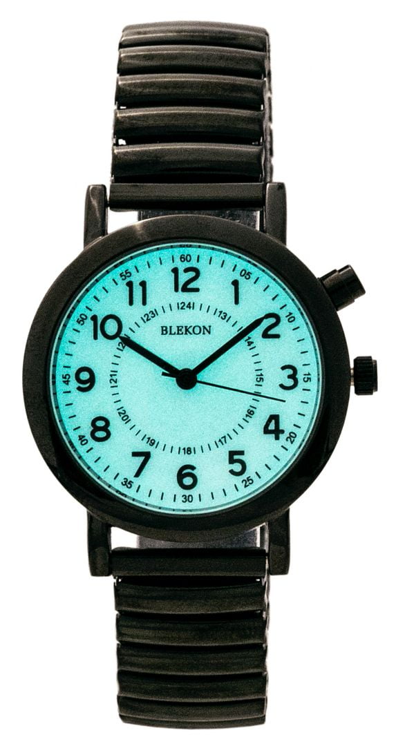 Blekon Original Light Up Dial Watch for Ladies 33mm Case Push Button Glossy Expansion Band - Analog Watch with Glow in The Dark Dial, Ideal for Everyday and Party Wear