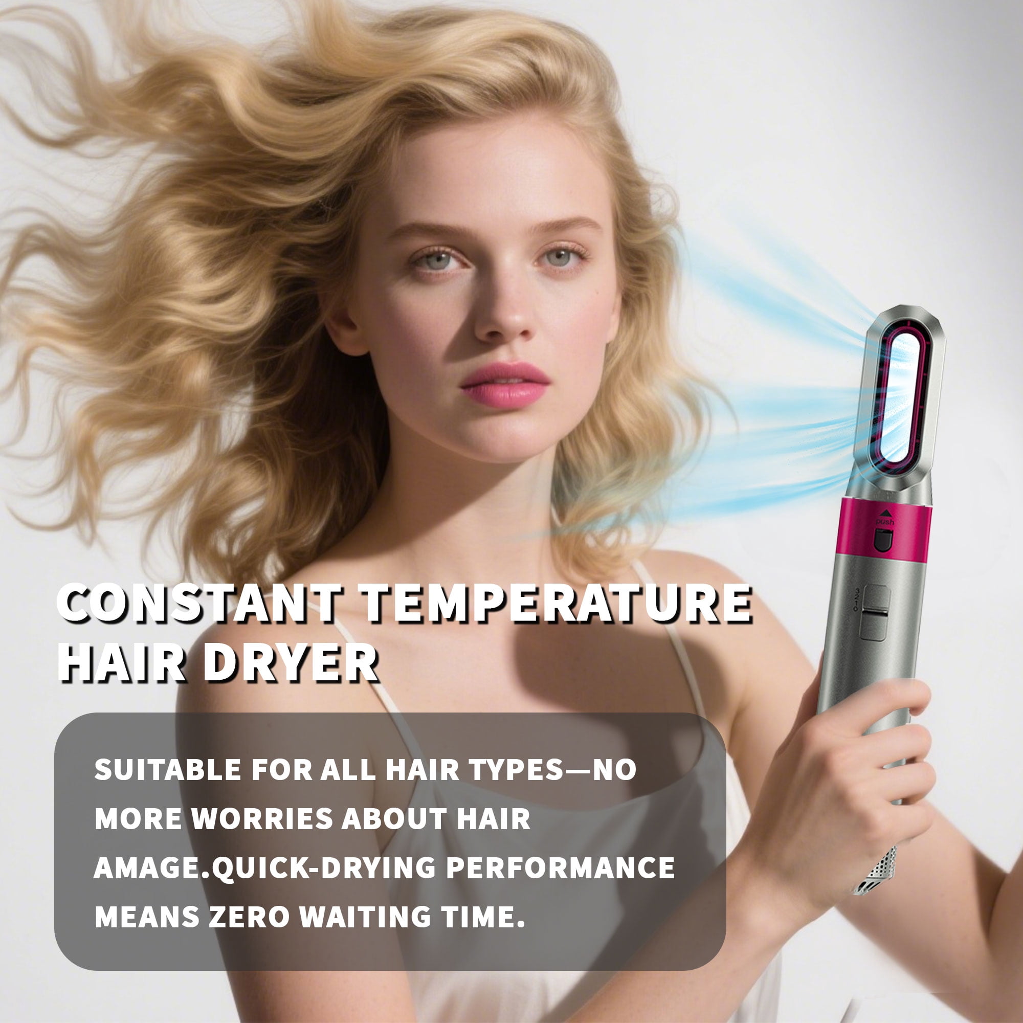 5 in 1 Hair Dryer Brush Set – Ionic Air Styler, Blow Dryer, Curling Iron & Hot Air Brush in One, Detachable Design for Drying, Curling, and Straightening Hair